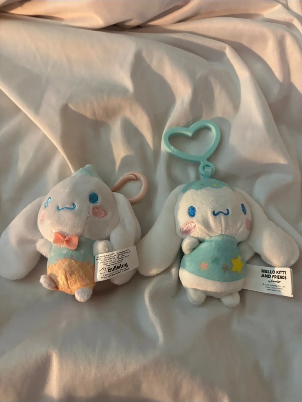 Sanrio Cinnamoroll Twin Clip Plush Set in Mint, White and Peach